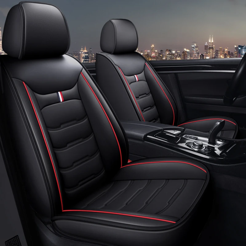 Black steering wheel cover with red trim