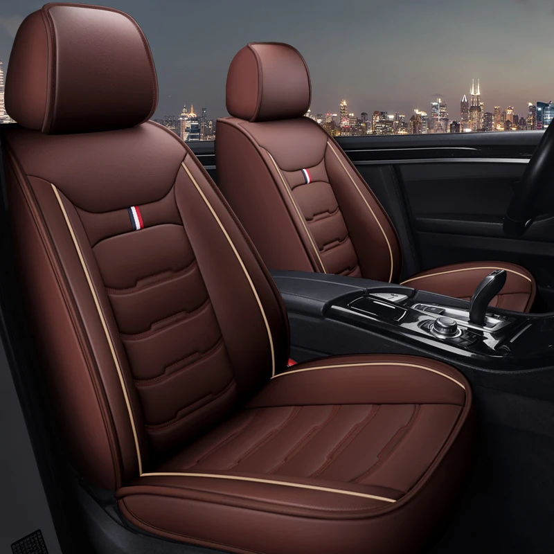 Coffee brown leather steering wheel cover