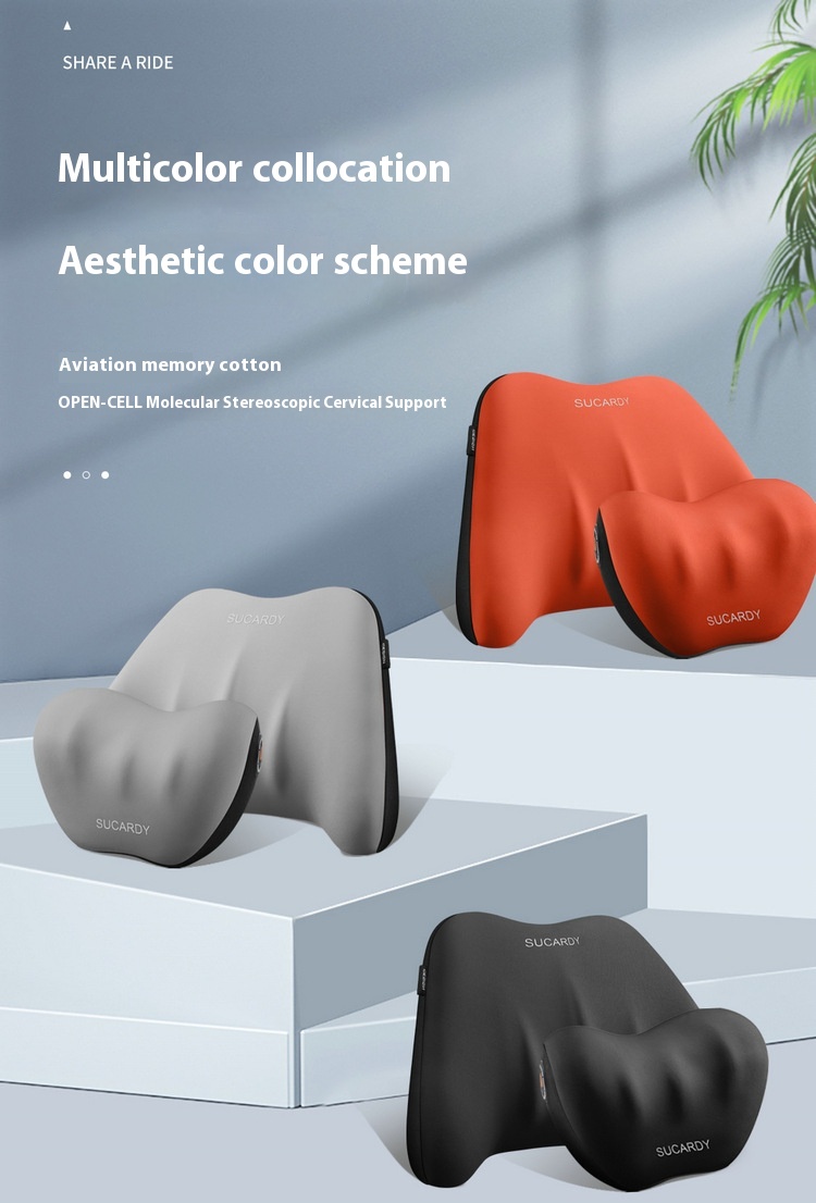 Multicolor memory cotton headrest and lumbar support