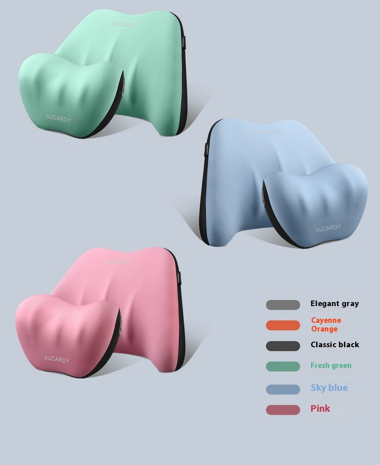 Colorful memory cotton headrest and lumbar support collection