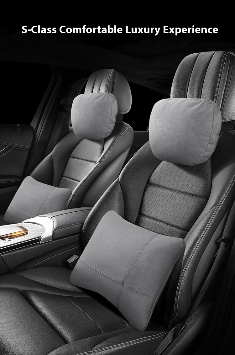 Gray luxury headrest and lumbar support