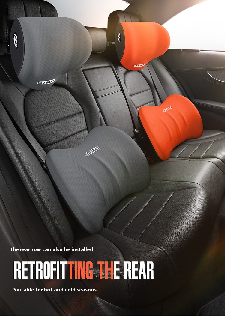 Rear-row headrest and lumbar supports installed in a car