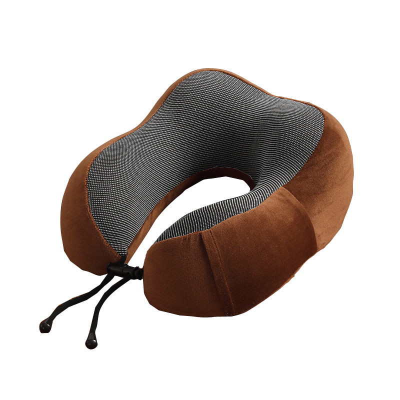 Brown U-shaped travel neck pillow