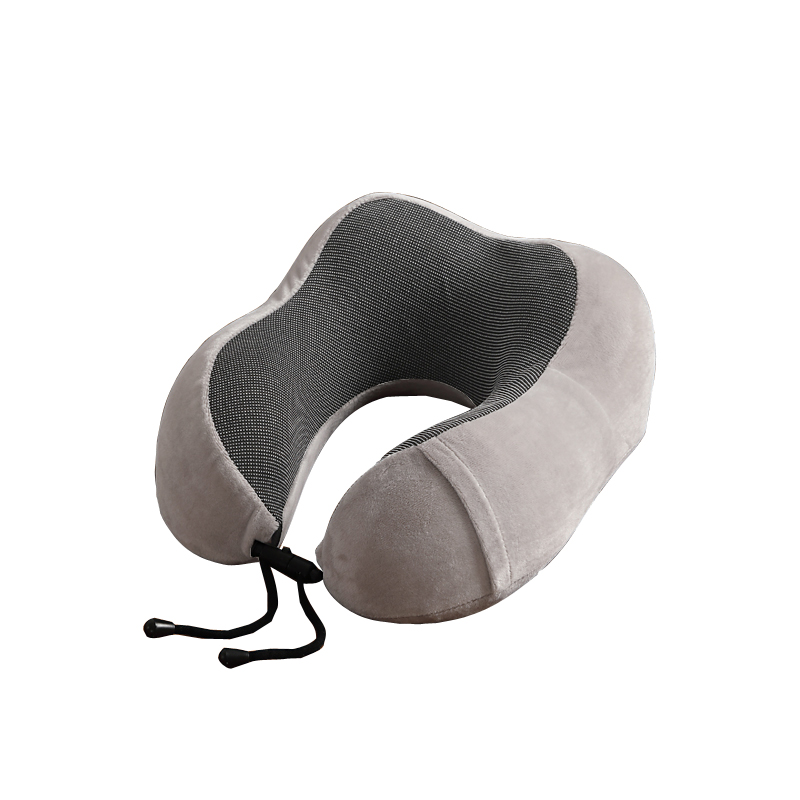 Gray U-shaped travel pillow