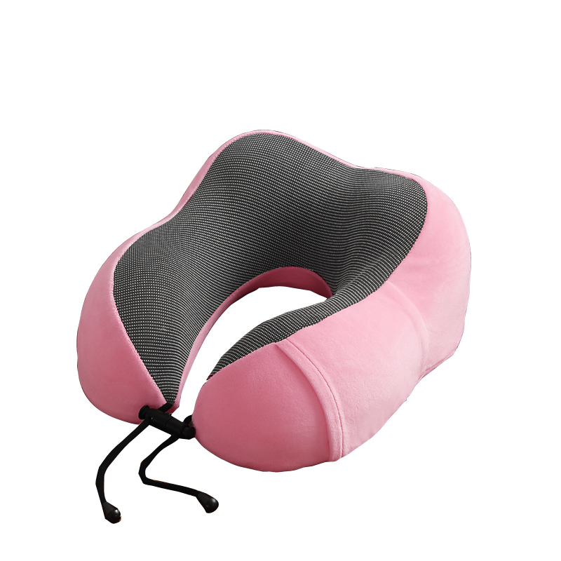 Pink U-shaped travel neck pillow