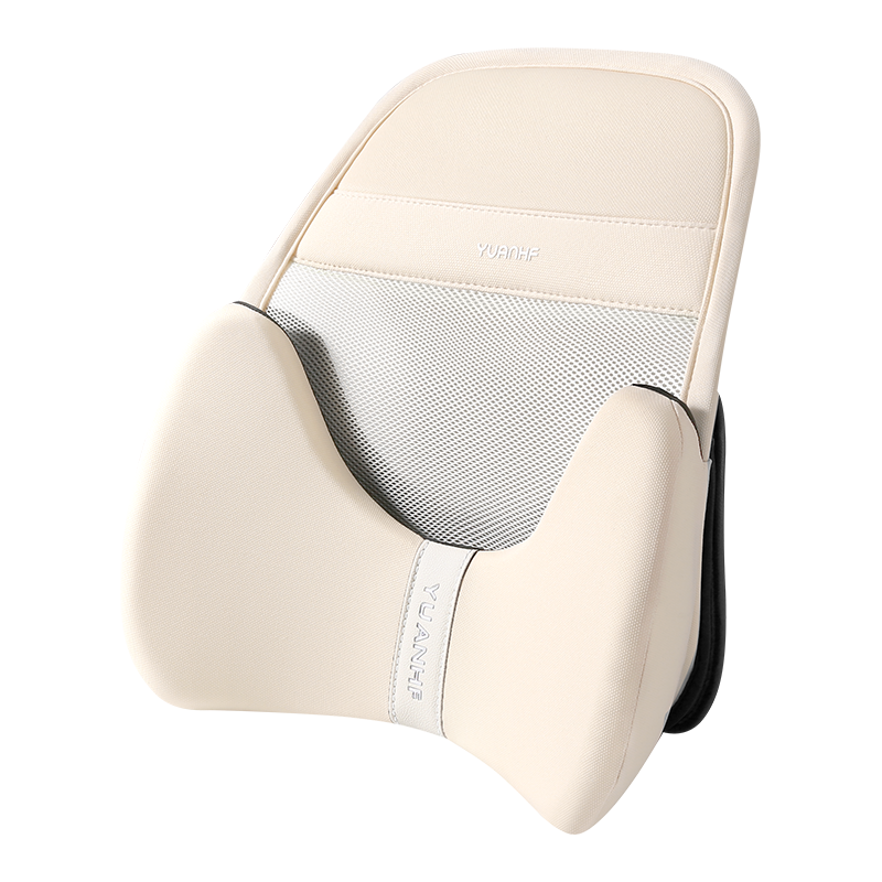 Beige ergonomic headrest and lumbar support set