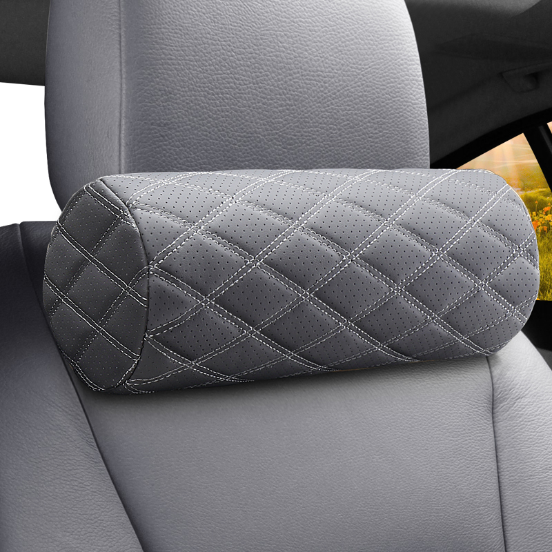 Gray cylindrical memory foam headrest