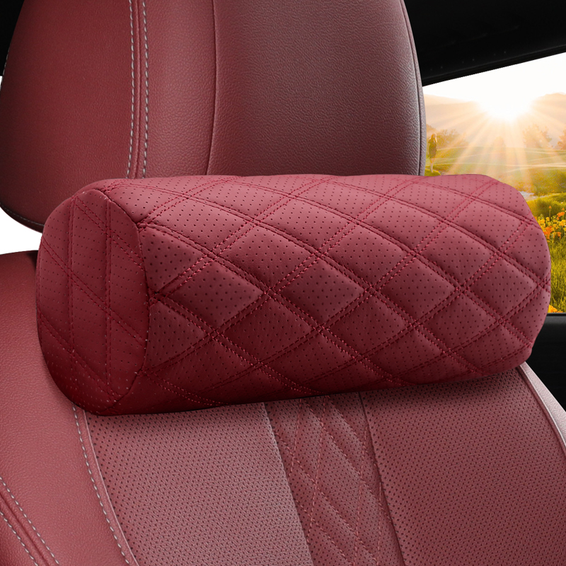 Red cylindrical memory foam headrest