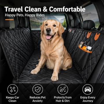 Pet travel rear seat cover in use