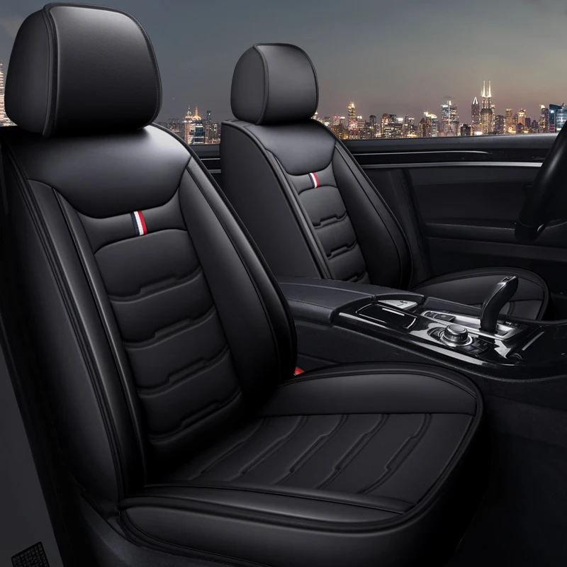 Black leather steering wheel cover