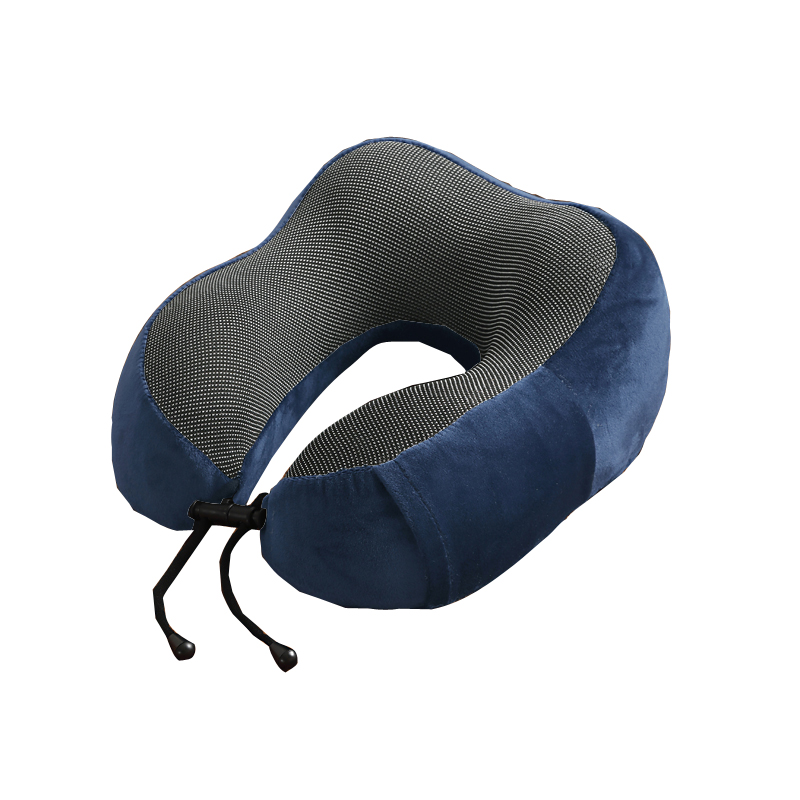 Blue U-shaped travel neck pillow