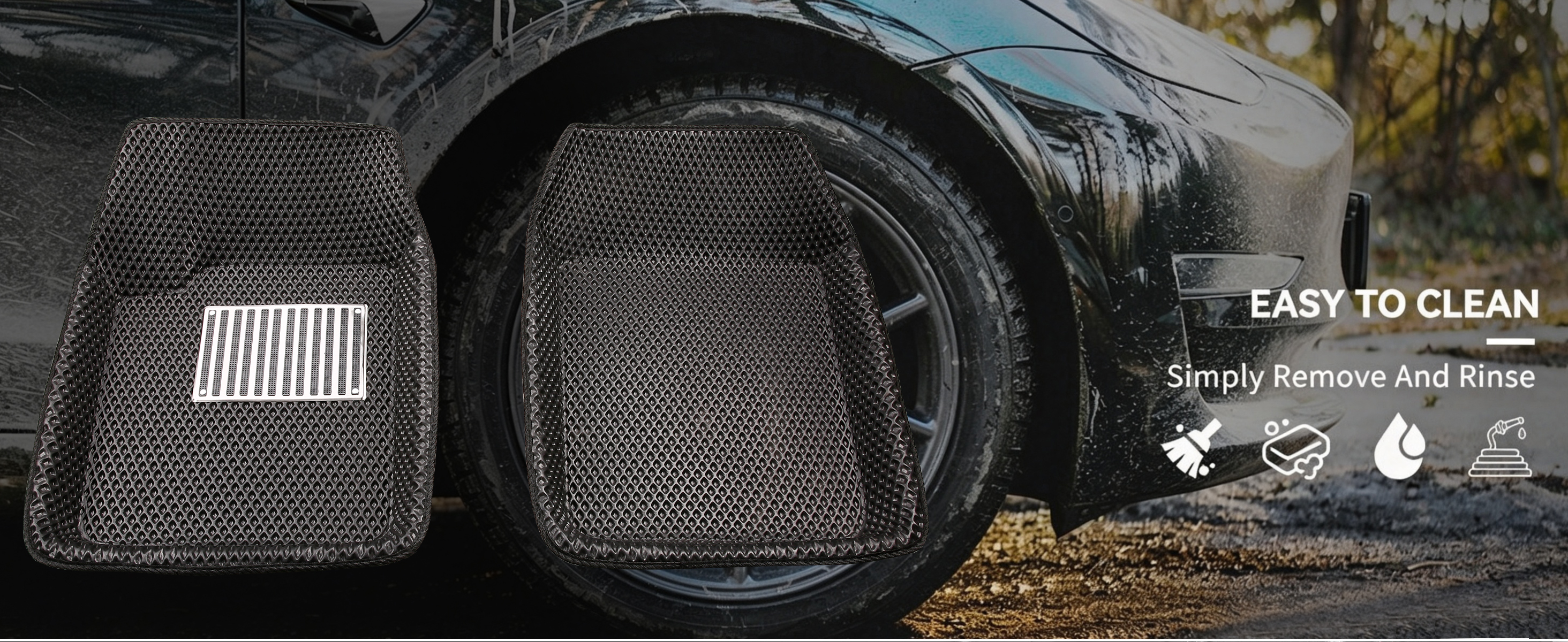 Floor mats are easy to clean and rinse