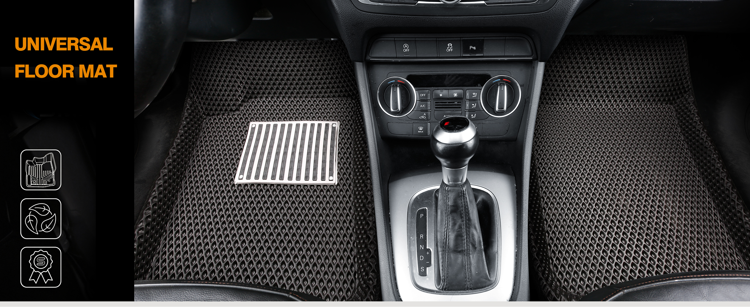 Universal floor mat installed in a vehicle