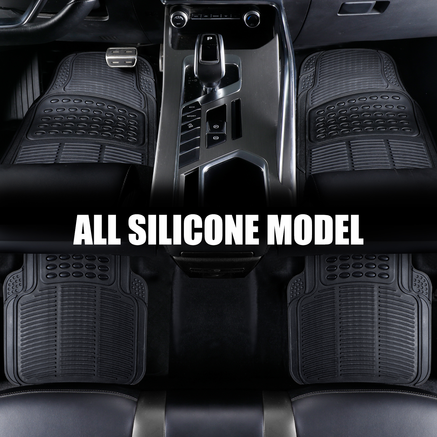 GL001 all-silicone universal floor mat installed in a vehicle