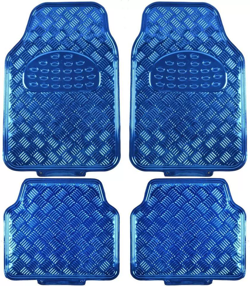 Blue diamond-pattern floor mat set