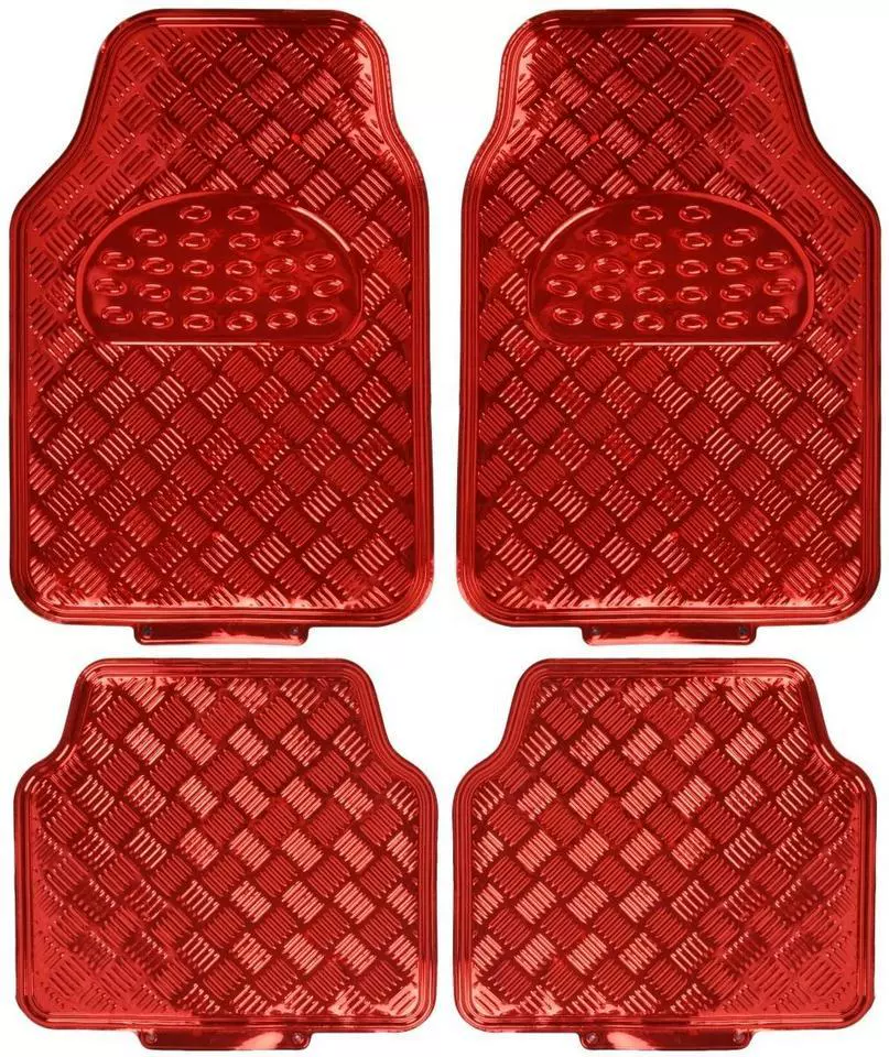 Red diamond-pattern floor mat set