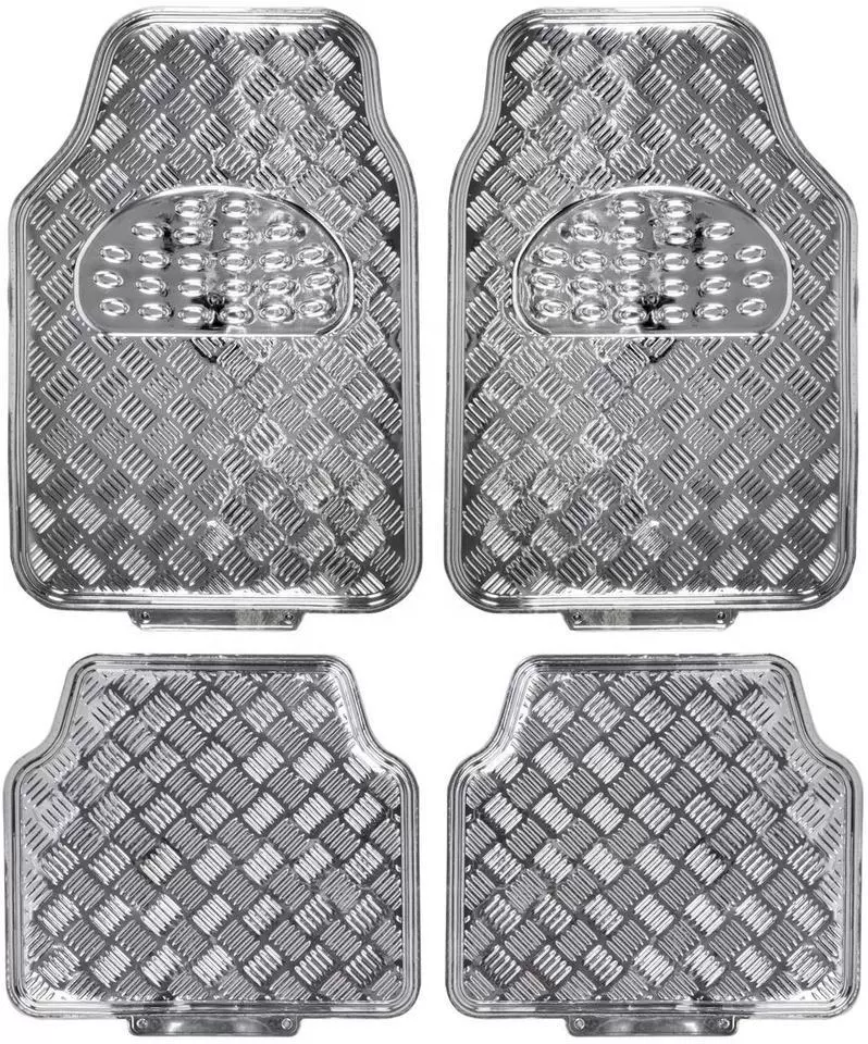 Silver diamond-pattern floor mat set
