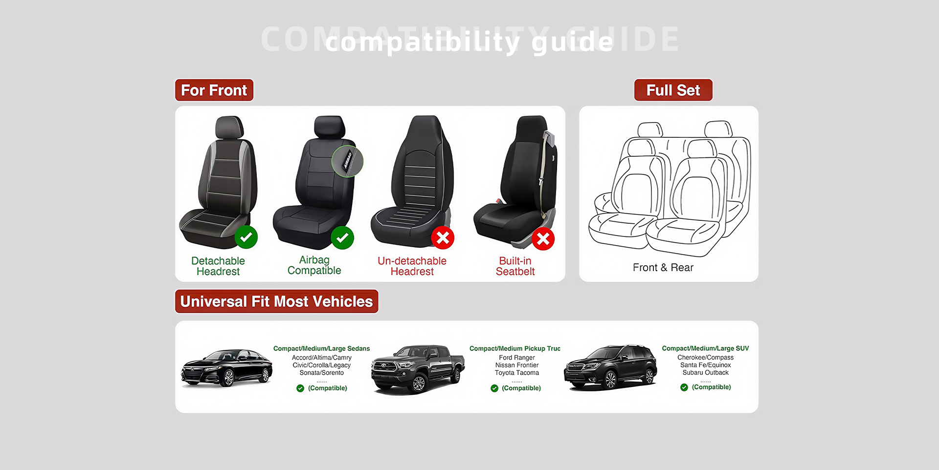 Vehicle-specific seat layout guide for Nappa leather custom seat covers